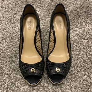 Michael Michael Kors black laser cut espadrille wedge